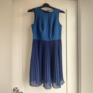 Loft navy cotton and chiffon blue and navy dress